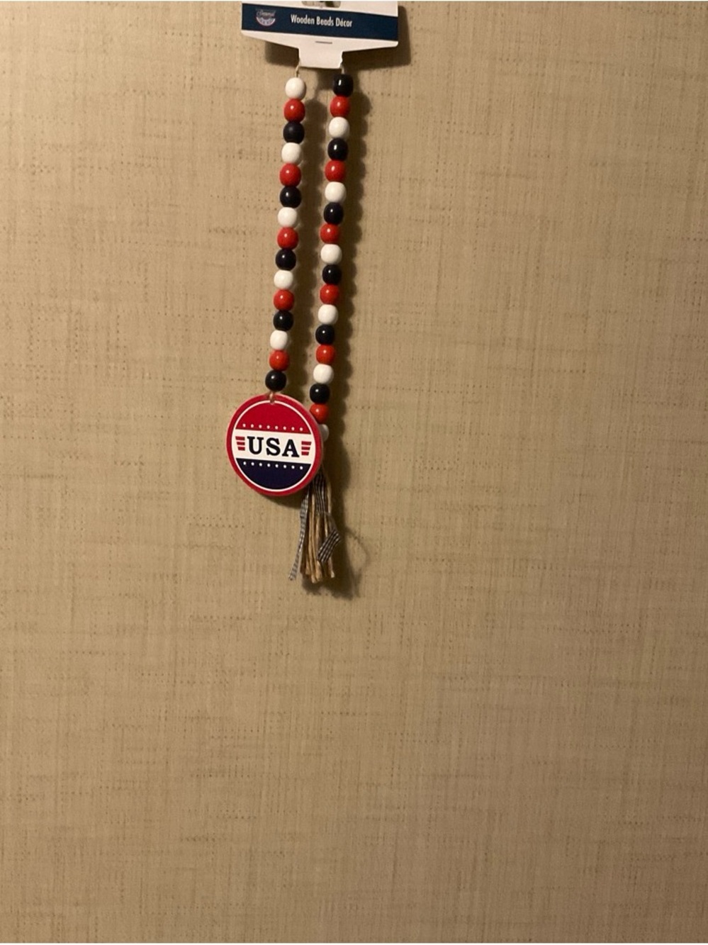 Hobby Lobby Red White Blue Wooden Bead Garland